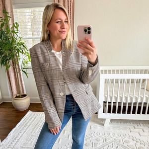 Veronica Beard Orchid Houndstooth-Plaid Dickey Jacket